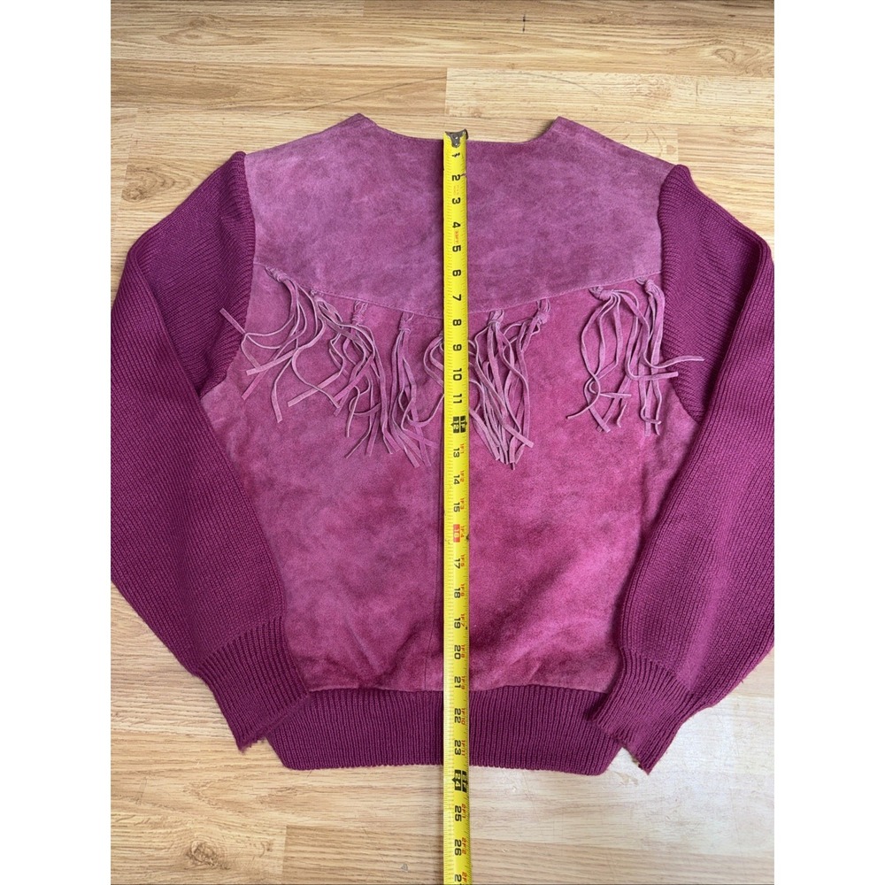 Vtg Pioneer Wear Sweater Fringe Leather‎ Western  Country Pink Concert Sz XL - Picture 5 of 5
